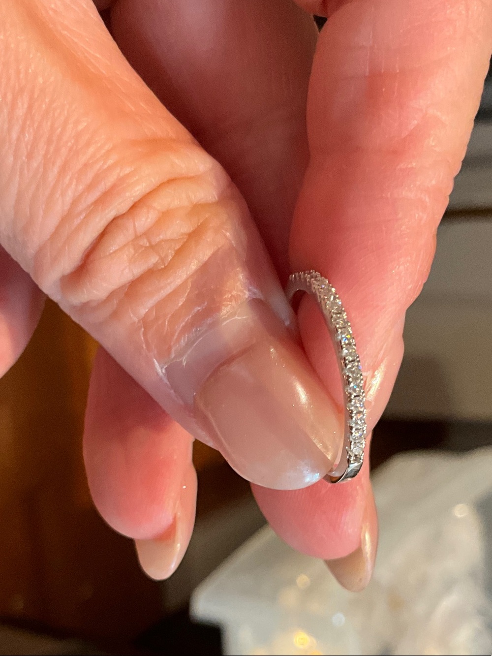 Elegant Silver-Tone Pavé Crystal Half-Band Ring - Sparkling White